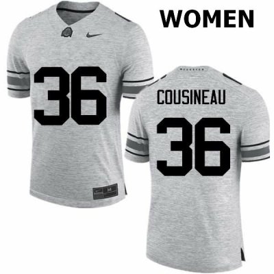 NCAA Ohio State Buckeyes Women's #36 Tom Cousineau Gray Nike Football College Jersey SHJ4445EB